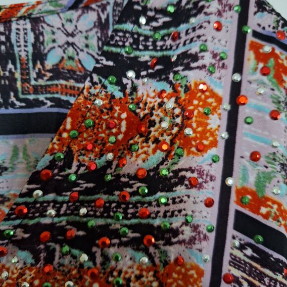 Avenue Plus Sized Women's Kaftan Top Yukata Colorful Loose Fit Poncho 30/32 NWT - Picture 7 of 9